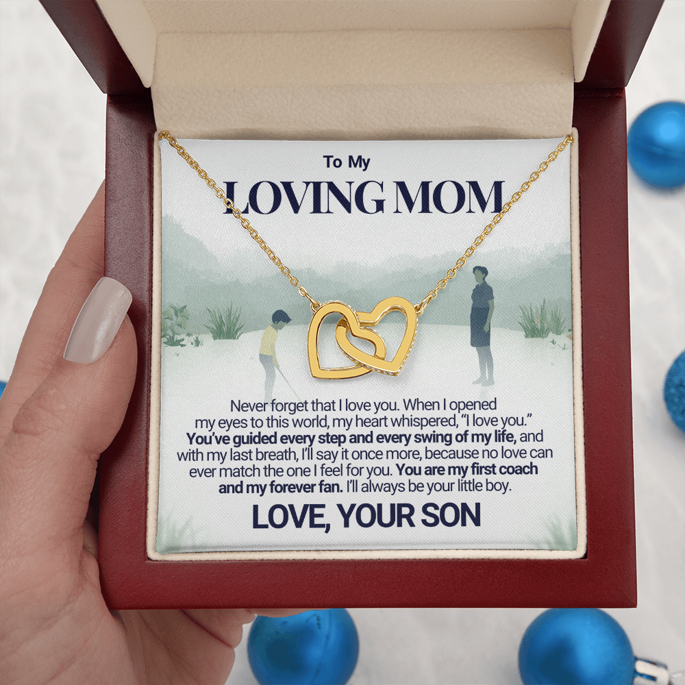 To My Cool Golg Mom - My Forever Fan - Interlocking Heart Necklace From Son