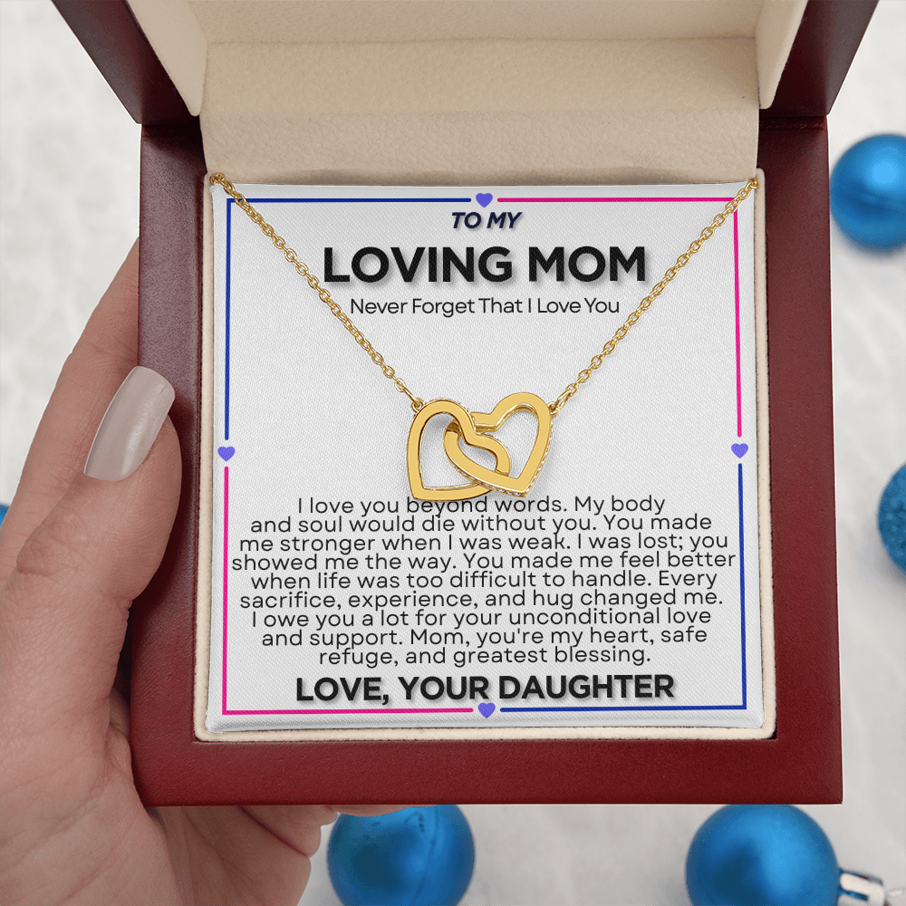 To My Riding Mom - I Owe You  a Lot - Interlocking Hearts Necklace - From Daughter