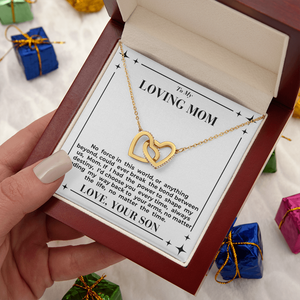To Mom - My Way Back To Your Arms - Interlocking Hearts Necklace - From Son