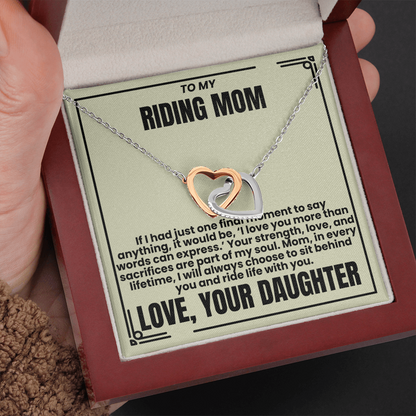 To My Riding Mom - Ride Life With You - Interlocking Hearts Necklace - From Daughter