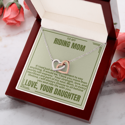 To My Riding Mom - Sit Behind You - Interlocking Hearts Necklace - From Daughter