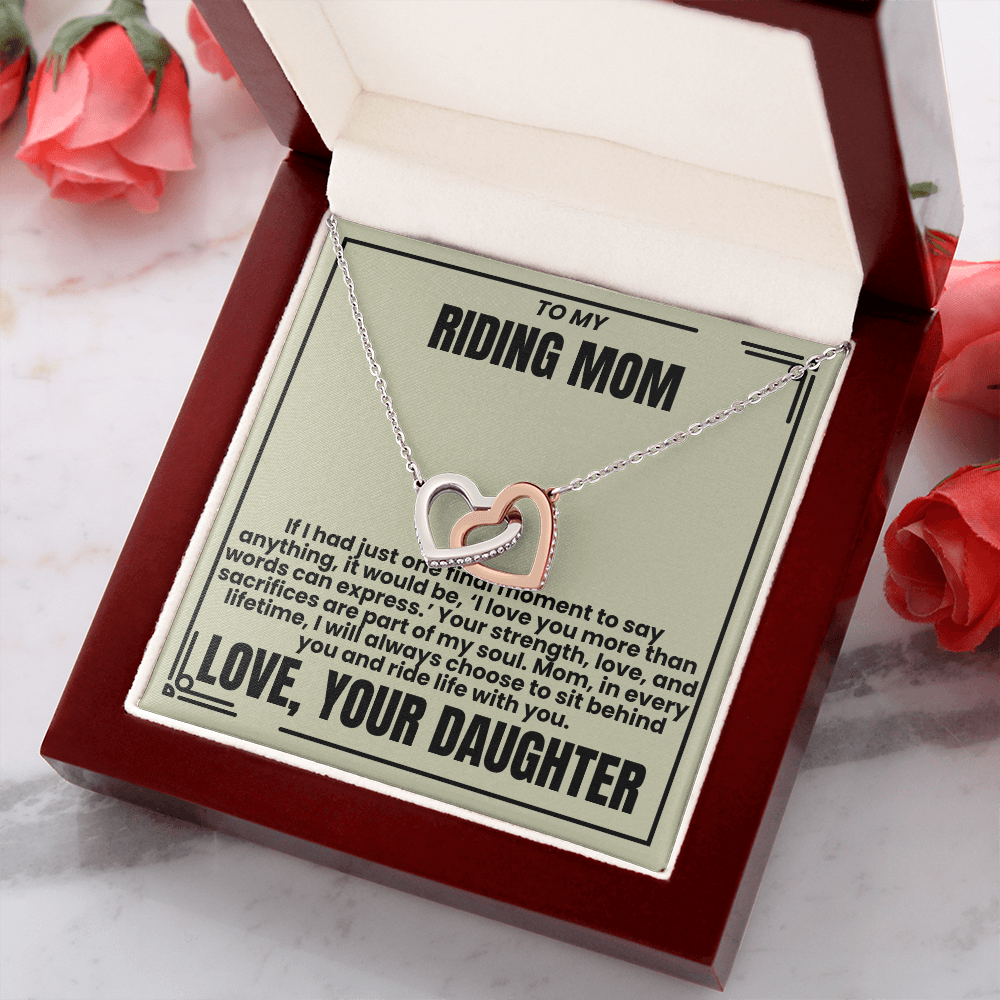 To My Riding Mom - Ride Life With You - Interlocking Hearts Necklace - From Daughter