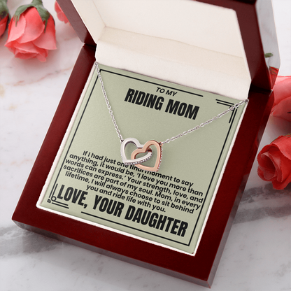 To My Riding Mom - Ride Life With You - Interlocking Hearts Necklace - From Daughter