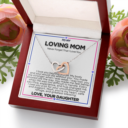 To My Riding Mom - I Owe You  a Lot - Interlocking Hearts Necklace - From Daughter