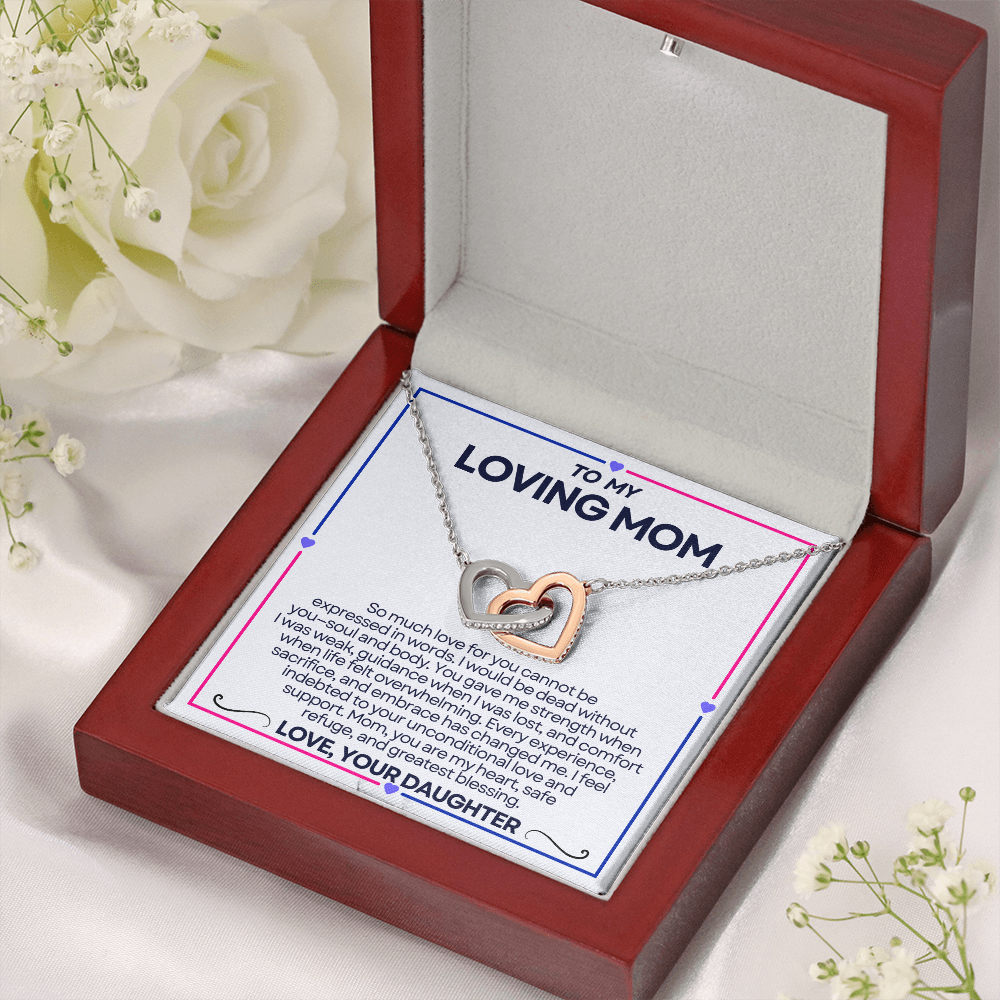 To My Riding Mom - I Fee; Indebted - Interlocking Hearts Necklace - From Daughter