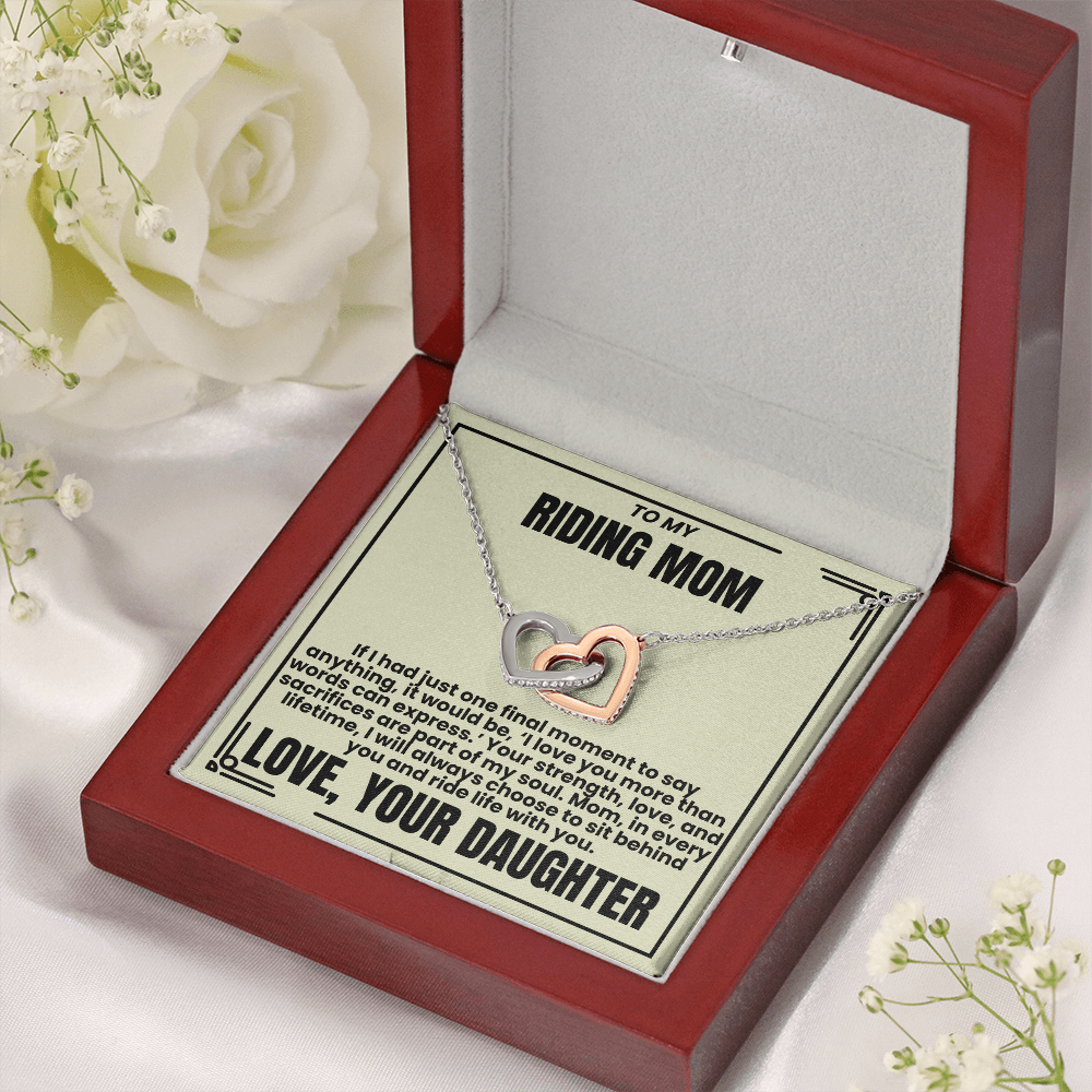 To My Riding Mom - Ride Life With You - Interlocking Hearts Necklace - From Daughter
