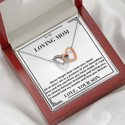 To Mom - Your Boundless Love And The Sacrifices  - Interlocking Hearts Necklace From Son