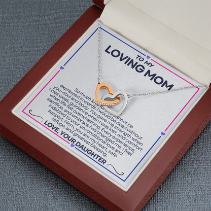 To My Riding Mom - I Fee; Indebted - Interlocking Hearts Necklace - From Daughter
