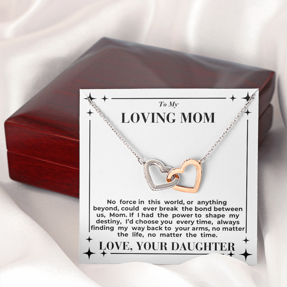 To Mom - My Way Back To Your Arms - Interlocking Hearts Necklace - From Daughter