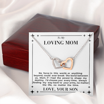 To Mom - My Way Back To Your Arms - Interlocking Hearts Necklace - From Son