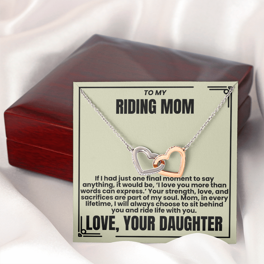 To My Riding Mom - Ride Life With You - Interlocking Hearts Necklace - From Daughter