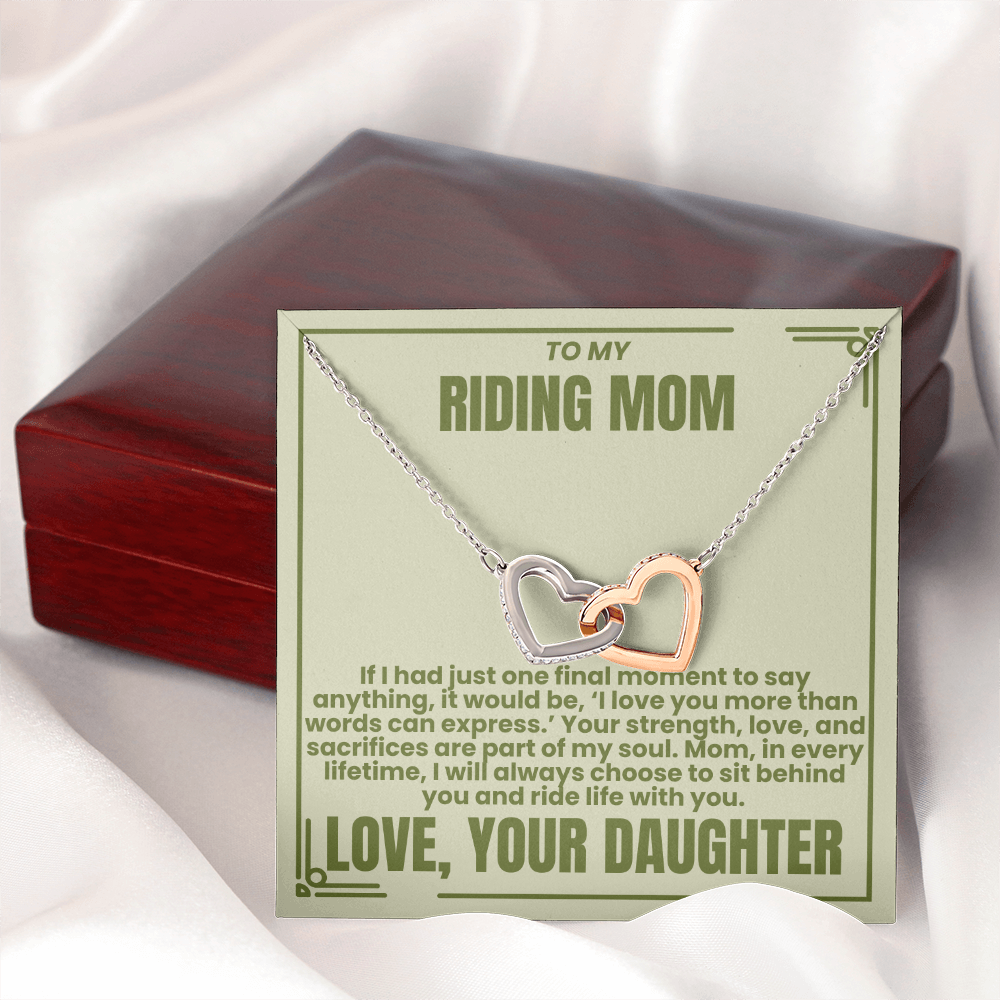 To My Riding Mom - Sit Behind You - Interlocking Hearts Necklace - From Daughter