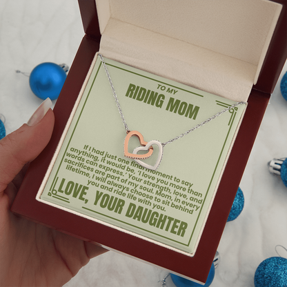 To My Riding Mom - Sit Behind You - Interlocking Hearts Necklace - From Daughter