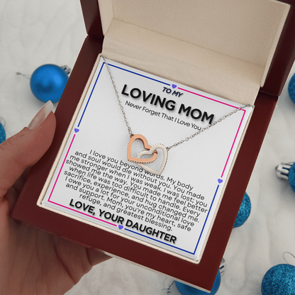 To My Riding Mom - I Owe You  a Lot - Interlocking Hearts Necklace - From Daughter