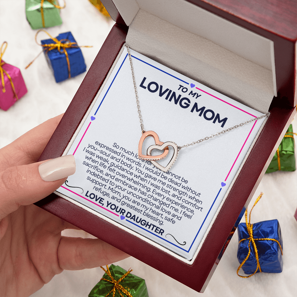 To My Riding Mom - I Fee; Indebted - Interlocking Hearts Necklace - From Daughter