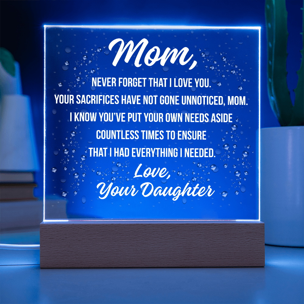 Acrylic Square Plaque For Mom's Sacrifices