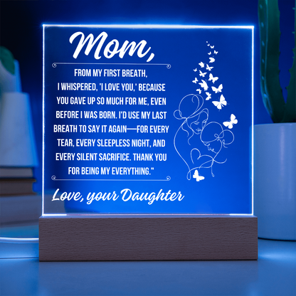 Tp Mom - A Heartfelt Tribute Acrylic Square Plaque - From Daughter
