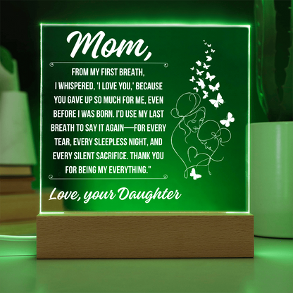 Tp Mom - A Heartfelt Tribute Acrylic Square Plaque - From Daughter
