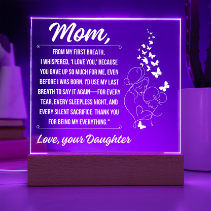 Tp Mom - A Heartfelt Tribute Acrylic Square Plaque - From Daughter