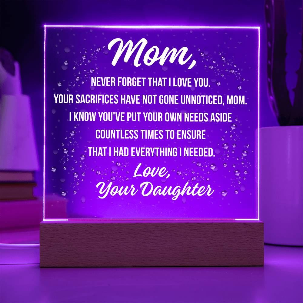 Acrylic Square Plaque For Mom's Sacrifices