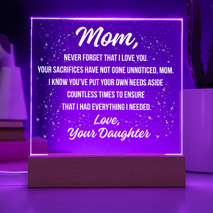 Acrylic Square Plaque For Mom's Sacrifices