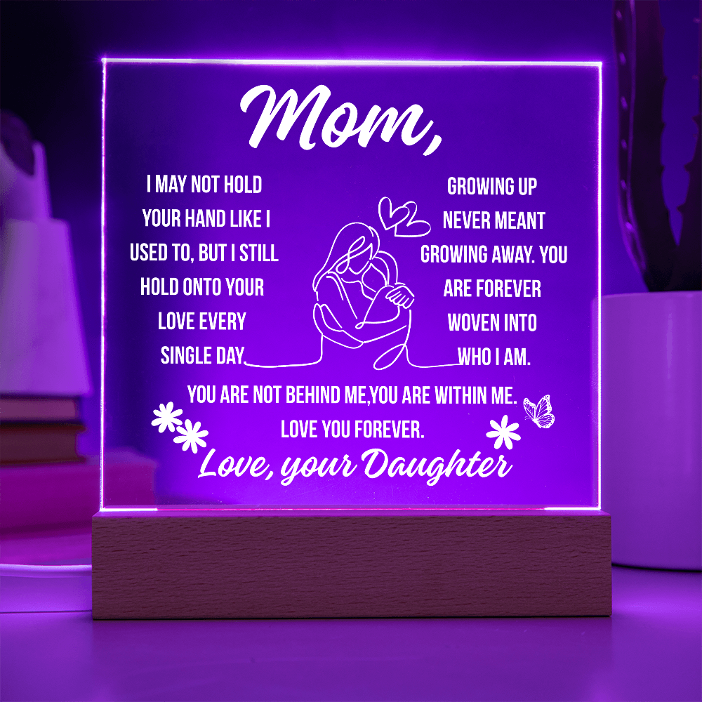 To Mom Growing Away Acrylic Square Plaque From Daughter