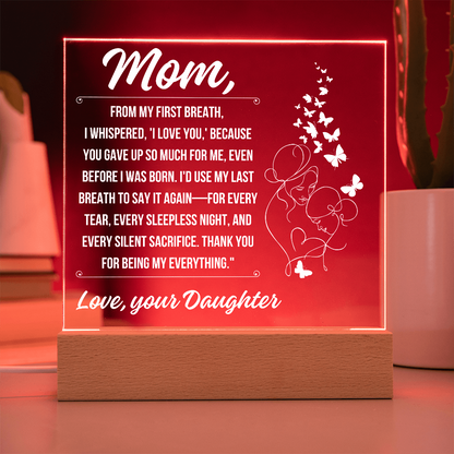 Tp Mom - A Heartfelt Tribute Acrylic Square Plaque - From Daughter
