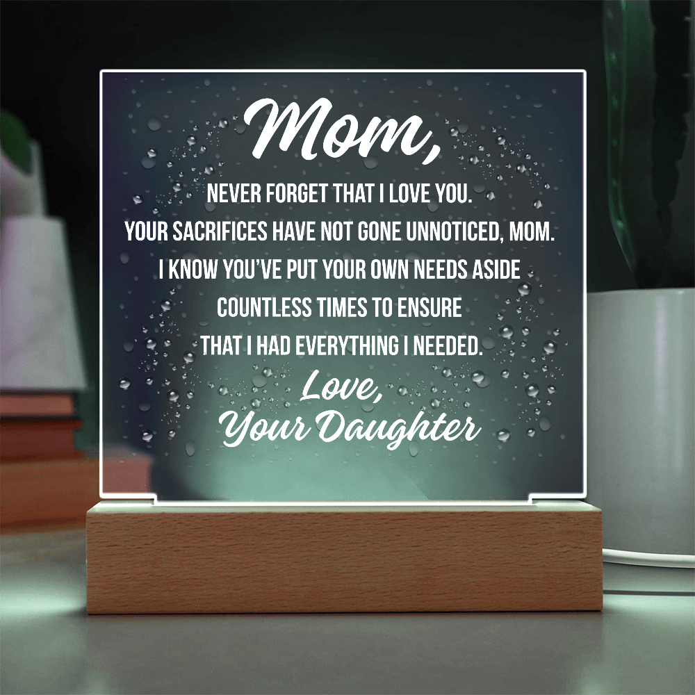 Acrylic Square Plaque For Mom's Sacrifices