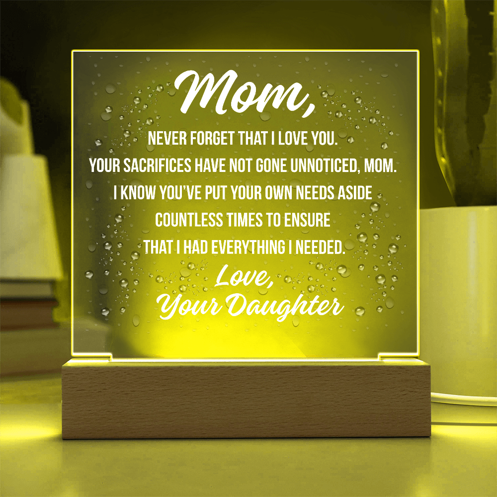 Acrylic Square Plaque For Mom's Sacrifices
