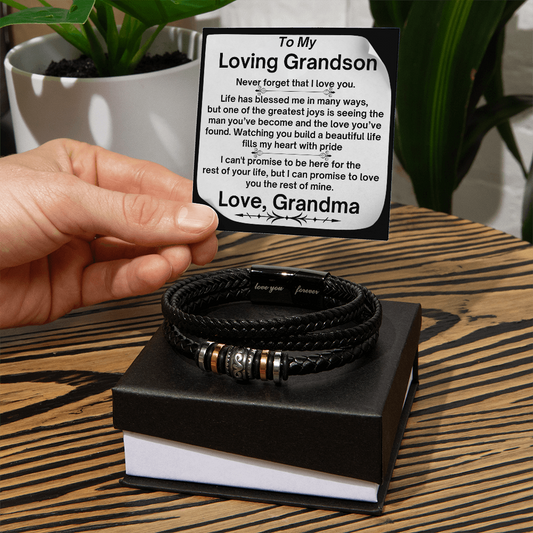 To  My Grandson- Life Has Blessed Me In Many Ways- Love You Forever Bracelet From Grandma