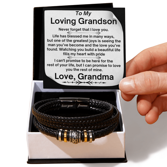 To  My Grandson- Life Has Blessed Me In Many Ways- Love You Forever Bracelet From Grandma