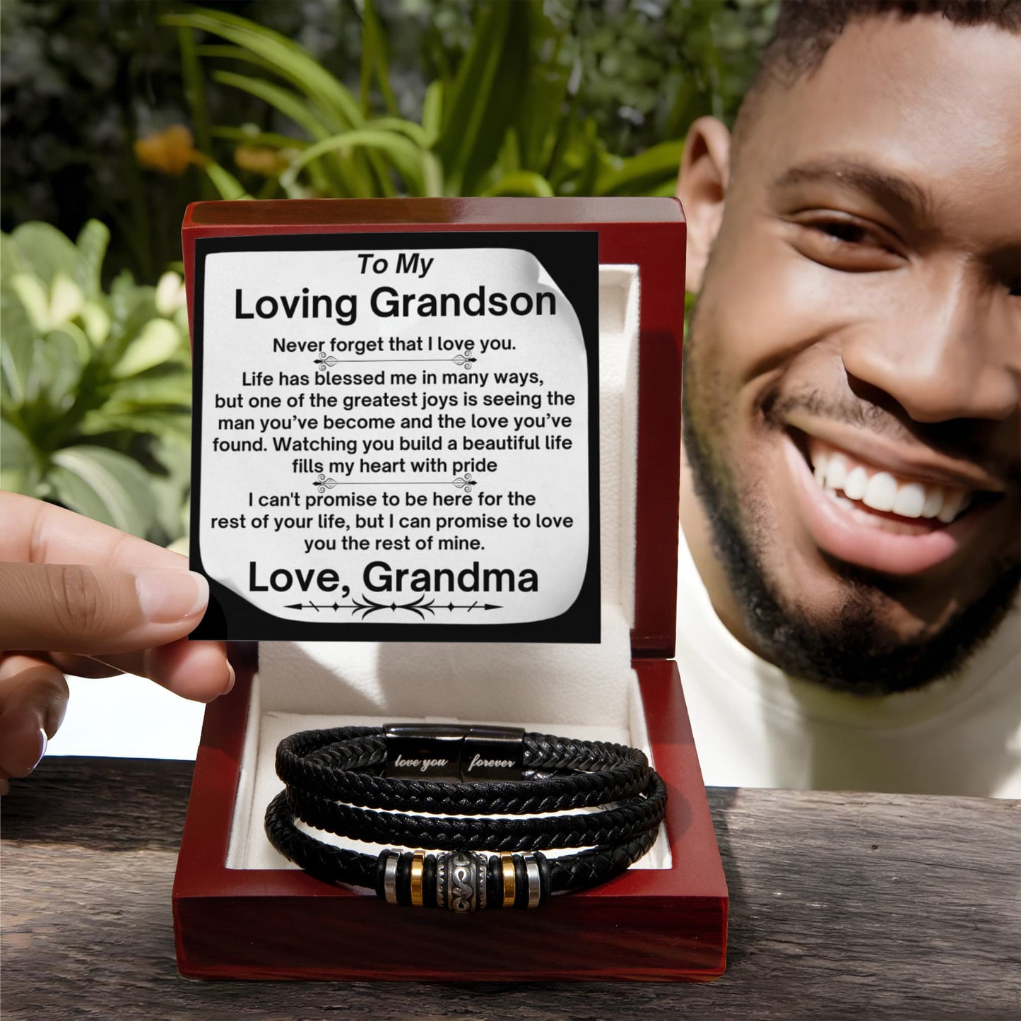 To  My Grandson- Life Has Blessed Me In Many Ways- Love You Forever Bracelet From Grandma