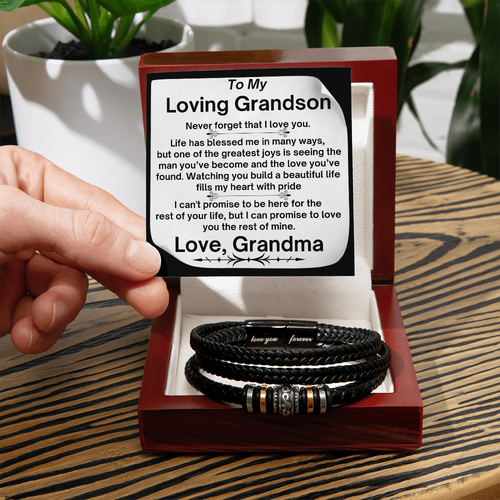 To  My Grandson- Life Has Blessed Me In Many Ways- Love You Forever Bracelet From Grandma