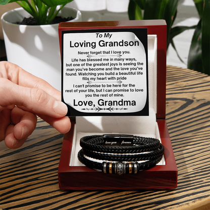 To  My Grandson- Life Has Blessed Me In Many Ways- Love You Forever Bracelet From Grandma