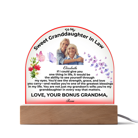 To My Granddaughter In Law If I Could Give You One Thing Personalised Acrylic Dome Plaque From Bonus Grandma