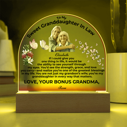 To My Granddaughter In Law If I Could Give You One Thing Personalised Acrylic Dome Plaque From Bonus Grandma