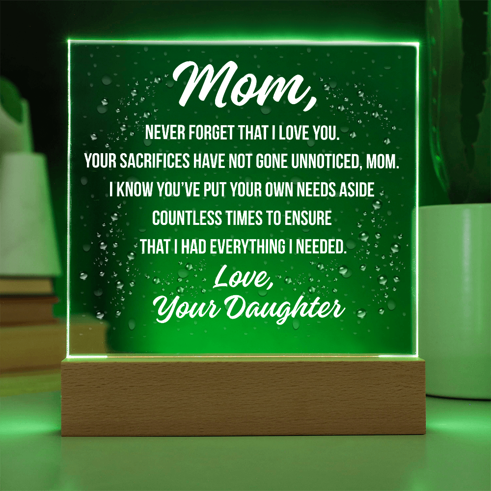 Acrylic Square Plaque For Mom's Sacrifices