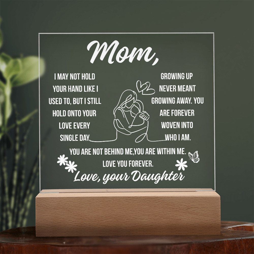 To Mom Growing Away Acrylic Square Plaque From Daughter