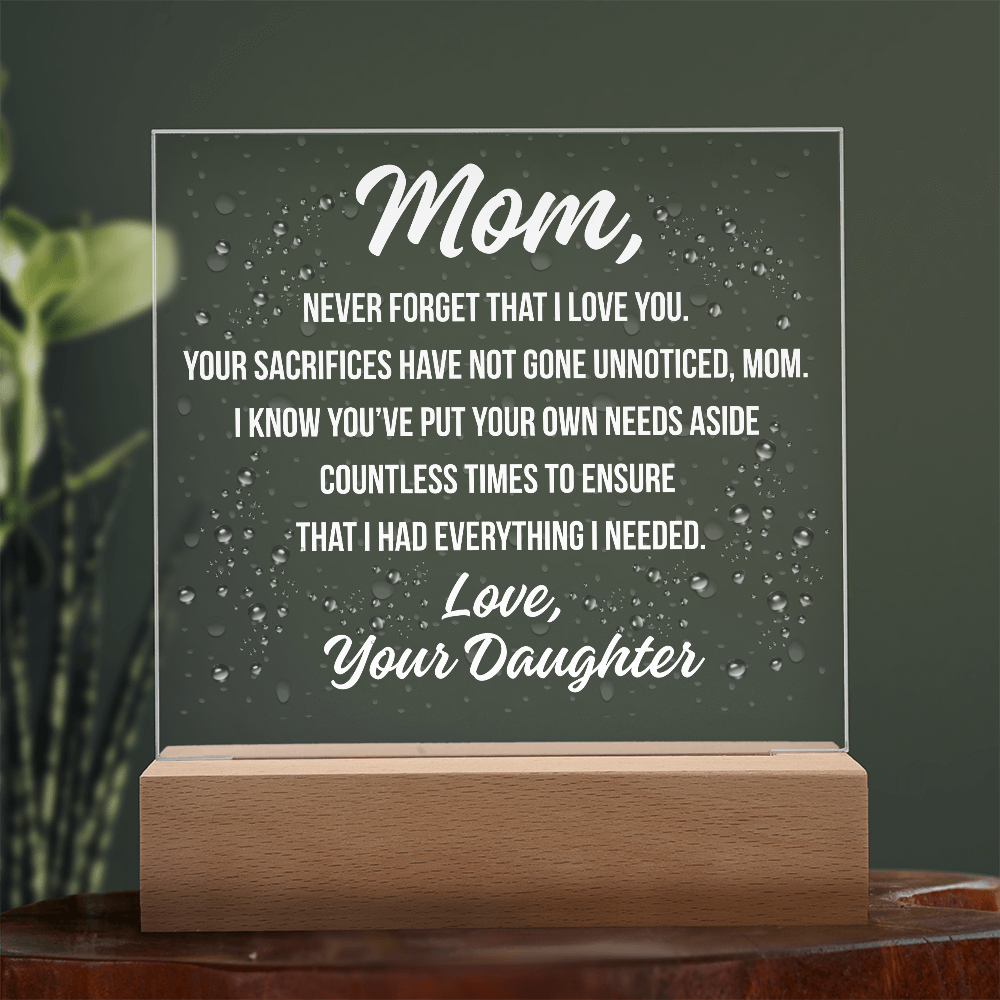 Acrylic Square Plaque For Mom's Sacrifices