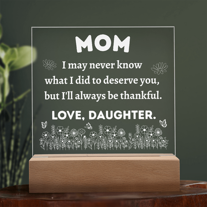Acrylic Square Plaque For Daughter's Happiness