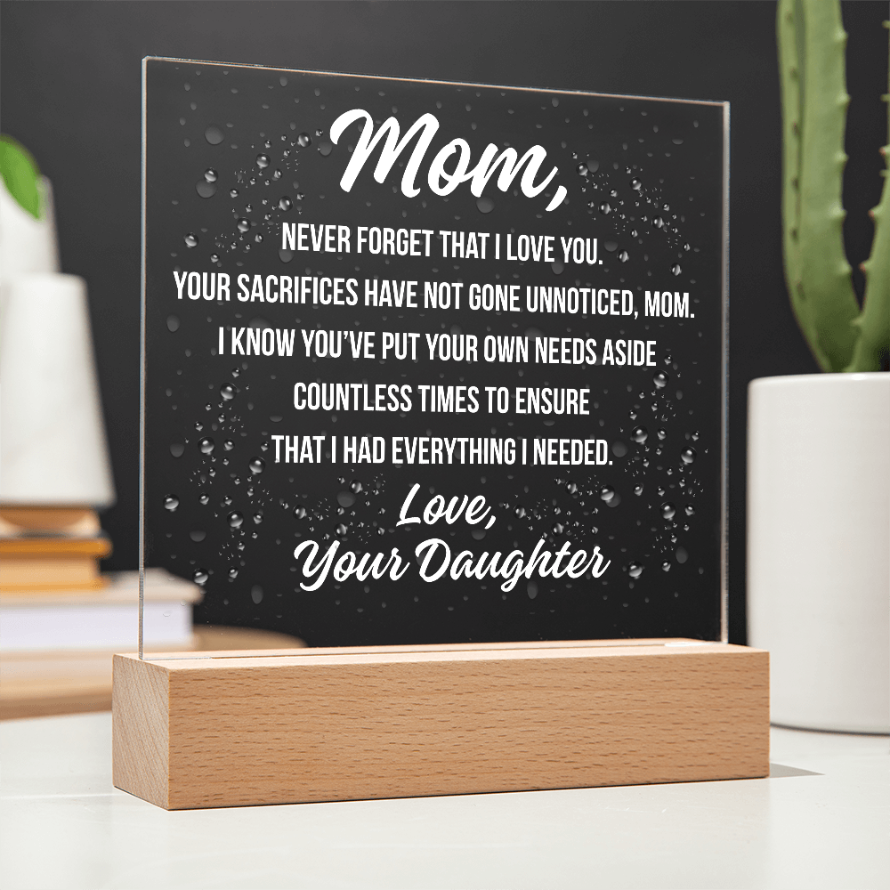 Acrylic Square Plaque For Mom's Sacrifices
