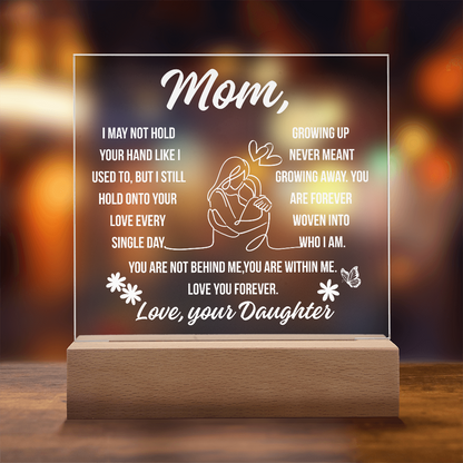 To Mom Growing Away Acrylic Square Plaque From Daughter