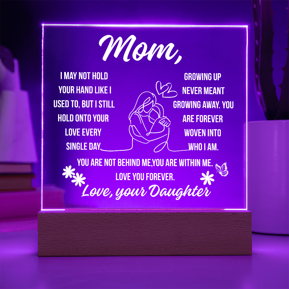 To Mom Growing Away Acrylic Square Plaque From Daughter