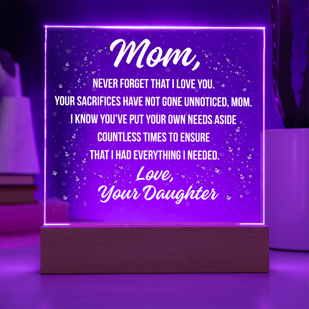Acrylic Square Plaque For Mom's Sacrifices