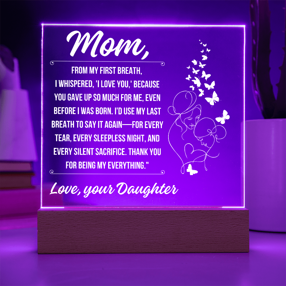 Tp Mom - A Heartfelt Tribute Acrylic Square Plaque - From Daughter