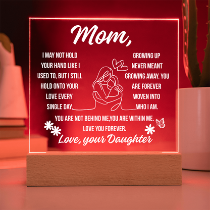 To Mom Growing Away Acrylic Square Plaque From Daughter