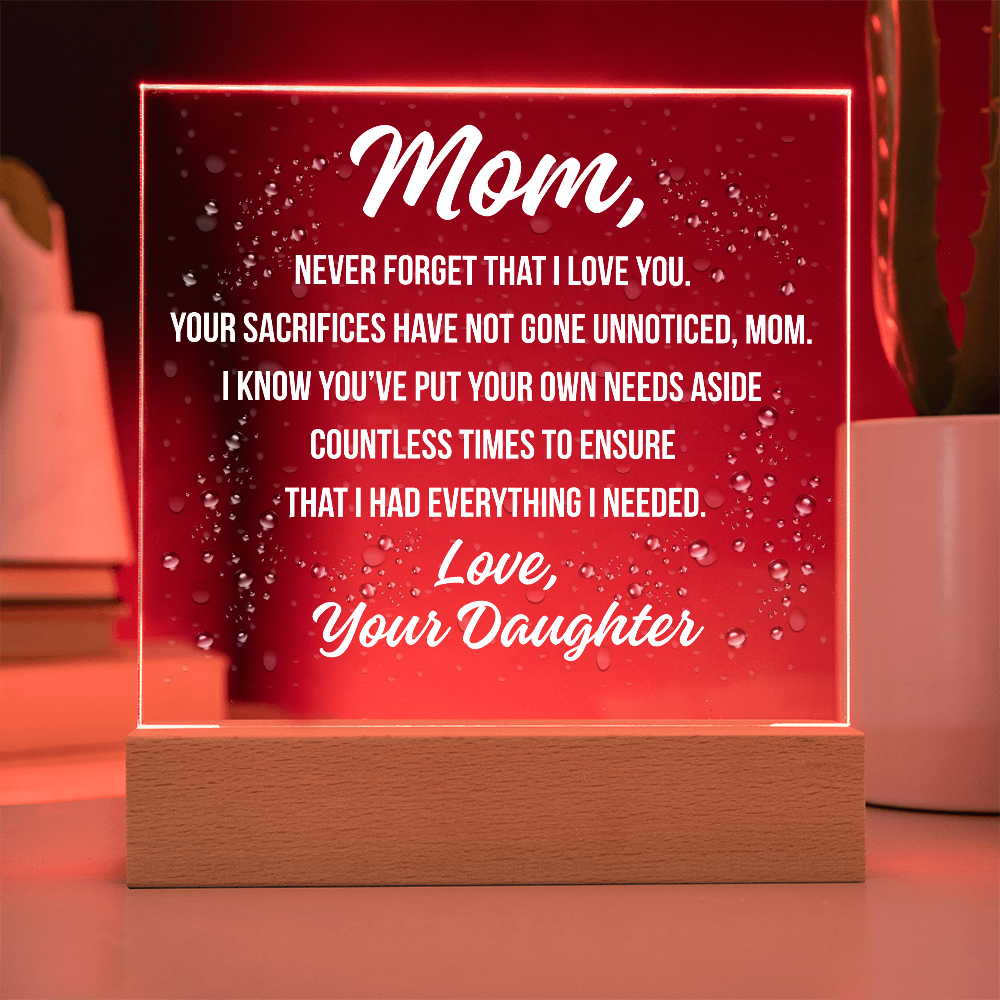 Acrylic Square Plaque For Mom's Sacrifices
