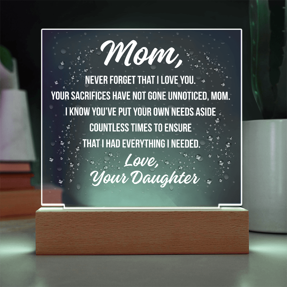 Acrylic Square Plaque For Mom's Sacrifices