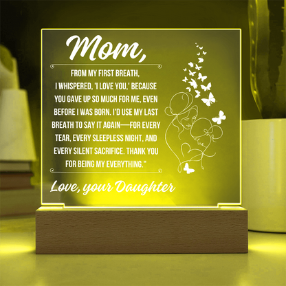 Tp Mom - A Heartfelt Tribute Acrylic Square Plaque - From Daughter