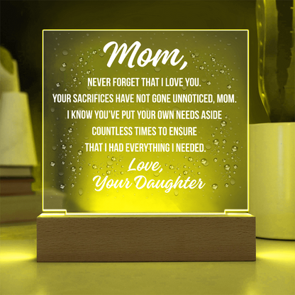 Acrylic Square Plaque For Mom's Sacrifices